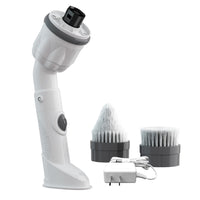 Bell+Howell Scrubtastic Max Electric Rechargeable Handheld Power Scrubber with 2 Brush Heads-THE ORIGINAL CORDLESS SPIN SCRUBBER - use the power of motion to get a deep clean with less effort. Scrubtastic multi-purpose powered cleaning tool uses over 300 RPM to scrub away tough stains or dirt with ease in the bathroom, shower, on tile, grout and any other tough and hard to reach surfaces.