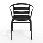 Flash Furniture Black Metal Restaurant Stack Chair with Aluminum Slats-Textured Seat