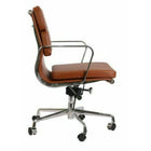 Plata Import - Alark chaise de bureau capitonnage en cuir PU cadre en métal à dossier bas, Brun-Asiaque 20 po x 23 po; Retour 20 H