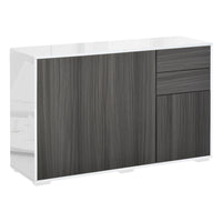 HOMCOM 46.1" L High Gloss Buffet Sideboard with 2 Drawers - Grey and White-Great for storing dinnerware, glasses, cups, books, and more