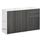 HOMCOM - Buffet en finition brillante 46,1 po L avec 2 tiroirs - gris et blanc-Idéal pour ranger la vaisselle, les verres, les tasses, les livres et plus encore 