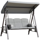 Outsunny 3-Seater Porch Swing Heavy Duty with Tilt Canopy - Light Grey-Heavy duty freestanding outdoor swing comfortably holds 3 people for lounging experience
