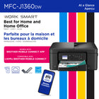 Brother - MFC-J1360DW Imprimante tout-en-un Work Smart-Facile à utiliser avec les applis en nuage. Impression et numérisation avec les applis en nuage les plus populaires, comme Google DriveMC, Dropbox, Box et OneDrive à partir de l’écran couleur de 1,8 po facile à utiliser