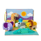 Melissa & Doug Blockables Safari 34-Piece Play Set-Safari Play Set Includes 16 blocks, 15 connectors, felt lion’s mane and felt elephant ears with built-in connectors, 1 play figure, and illustrated instructions for putting together a zebra, alligator, lion, elephant, and giraffe
