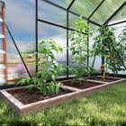 Outsunny - Serre en polycarbonate - 6 pi x 8 pi x 6,6 pi - gris-Une porte coulissante facilite l'accès aux plantes et permet d'entrer avec du matériel  

