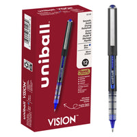 uni-ball Vision Rollerball Pens – 0.5 mm – Blue – 12 Pack-Unique uni-Flow system delivers smooth, consistent lines