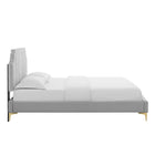 Modway - Sienna Lit plateforme complet en velours haute performance avec pieds en métal doré - Gris clair-Système de soutien en lattes de bois