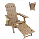 Backyard Lifestyles Folding Adirondack Chair with Hideaway Footrest & Cup Holder - Brown-Will Not Crack, Chip, Rust, or Peel.