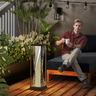 Outsunny Rattan Solar Floor Lamp with Auto On/Off LED Lights-Solar charging panel to charge in the sunlight