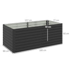 Outsunny Galvanized Raised Garden Bed - 63" L x 31.5" W x 24" H - Dark Grey-Powder-coated galvanized steel frames is water-resistant and anti-rust 