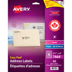 Avery Easy Peel Clear Glossy Laser/Inkjet Address Labels - 3-1/3" x 4" - 60 Pack-Permanent Label