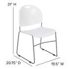 Flash Furniture HERCULES Series Ultra-Compact Stack Chair with Silver Powder Coated Frame - White-Limited Lifetime Warranty on Frame