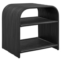 Modway Eve Curved Natural Rattan Side Table - Black-Natural Rattan