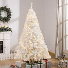 HOMCOM 6' Pre-Lit Artificial Christmas Tree with LED Lights - White-Beautiful pre-set light patterns, continue lighting mode creative holiday twinkling 