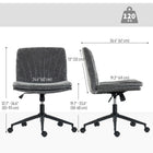 HOMCOM Criss Cross Armless Wide Office Chair with Wheels - Grey-Features 360-degree swivel and silent wheels for smooth, floor-safe mobility