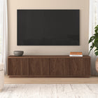 Hudson&Canal - Meuble TV Hanson pour téléviseurs jusqu'à 85 pouces - Noyer satiné-Fabriqué à partir de matériaux MDF robustes avec une finition en noyer satiné fabriquée à la main