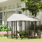 PawHut Outdoor Welded Wire Dog Kennel and Dog Run with Cover - 6' x 6' x 6' - Silver-Connect multiple kennels together without any additional parts or panels 