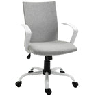 Vinsetto - Chaise d’ordinateur pivotante en lin à dossier moyen - gris clair-Dossier confortable au design profilé avec rembourrage épais pour plus de confort