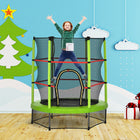 Outsunny 55" Kids Trampoline with Enclosure Net Steel Frame - Green-Promote a healthy lifestyle for your child by working muscles, boosting heart rate, and improving flexibility 