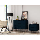Manhattan Comfort - Rockefeller commode et table de chevet style milieu du siècle - Tatiana bleu minuit - ensemble de 2-Une fois assemblée, la table de nuit mesure 51,02 cm de longueur, 54,99 cm de hauteur, 44,78 cm de profondeur