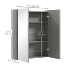 HOMCOM Wall Mount Medicine Cabinet with Mirror - Grey-Adjustable shelf inside meets your various storage needs  