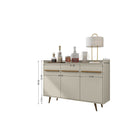Manhattan Comfort Bradley 53.54" Mid-Century Modern Buffet Stand - Off White-Includes 2 Cabinets with 4 Concealed Shelving Spaces
