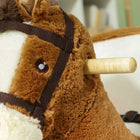 Qaba - Baby rocking horse, cheval à bascule en peluche avec sons - marron-Couleur : Marron, Blanc crème 