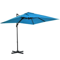 Outsunny 8' L x 8' W Square Patio Hanging Offset Umbrella with 360° Rotation - Turquoise-Attractive and stylish offset market patio umbrella provides extra protection from the weather elements with its superior tilt and crank design  