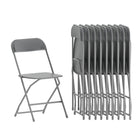Flash Furniture HERCULES Series Premium Grey Plastic Folding Chair - 10 Pack-650 lb. Weight Capacity