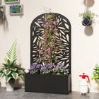 Outsunny - jardinière surélevée en métal avec treillis pour plantes grimpantes-L’espace intérieur permet de contenir 7,7 gallons de terre, assurant une surface de plantation suffisante 