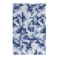 Modway Andela Interlocking Block Mosaic Area Rug - 5 ft W x 8 ft L - Multicolored Light/Dark Blue-Interlocking Block Mosaic Area Rug