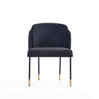 Manhattan Comfort - Lot de 2 chaises de salle à manger modernes Flor 22,83 po en tissu sergé noir-Pieds avant et arrière élégamment ornés de longs embouts en métal doré