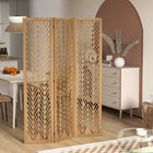 HOMCOM 3 Panel Wood Freestanding Room Divider for Home Office - Light Brown-Solid paulownia wood with a distressed rustic finish for solidness and a rustic feeling 
