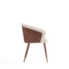 Manhattan Comfort - Lot de 2 chaises de salle à manger modernes Reeva 23,23 po en similicuir, noyer et crème-Pieds en hêtre avec embouts dorés pour la mode et la durabilité