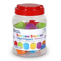 Learning Resources Rainbow Emotions Fidget Poppers Classroom Set - Set of 24-Six colors, six emotions: Kids build new color and social-emotional learning (SEL) skills while they fidget with these fun silicone fidget poppers!