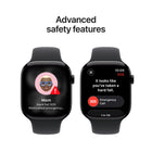 Apple Watch Series 11 - 46 mm - GPS - Jet Black Aluminium Case with Black Sport Band - S/M-With a super-durable glass display that’s 2x more scratch-resistant than Series 10. Series 11 also has a water-resistance rating of 50 m and is IP6X dust-resistant