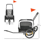 PawHut - Remorque de vélo 2 en 1 pour petit chien, avec laisse de sécurité - gris-Les portes zippées à l'avant et à l'arrière permettent à votre animal d'entrer facilement 