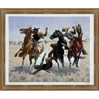 Aiding A Comrade by Frederic Remington - Framed Print - 34" x 30"-High-quality art print professionally matted and framed