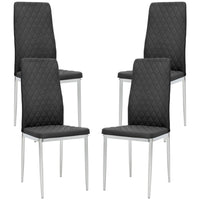 HOMCOM - Chaises de salle à manger avec siège rembourré et pieds en acier - noir - lot de 4-Ensemble de quatre chaises de salle à manger, idéal pour les repas, les conversations et plus encore