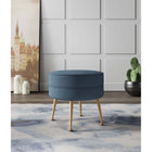 Manhattan Comfort - Bailey pouf capitonné moderne du milieu du siècle de 18,11" en mélange de polyester - bleu avec pieds dorés-Cadre en bois massif pour plus de durabilité et de fonctionnalité