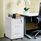HOMCOM Vertical Mobile Filing Cabinet with Lockable Drawer - White-Edged top accommodates printers, scanners, or personal items
