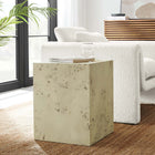 Modway Cosmos 16" Square Burl Wood Side Table - Bleached Burl-MDF and Mappa Burl Wood Veneer