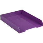 JAM Paper Stackable Paper Organizer Tray - Purple-Front-Load Desk Top Letter Tray | Colour: Purple