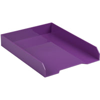 JAM Paper Stackable Paper Organizer Tray - Purple-Front-Load Desk Top Letter Tray | Colour: Purple