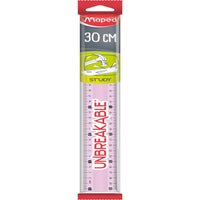 Maped Unbreakable Ruler with Double Graduation - 12"/30 cm - Pink-Shock resistant