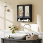 Kleankin Wall Mount Medicine Cabinet with Mirror - Black-Space saving, can be hung on a wall or over the toilet