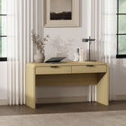 Manhattan Comfort Grace 54" Modern Desk - Natural Oak and Black-Includes 2 Drawers with .75 Extension