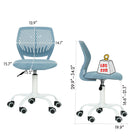 Homy Casa  Teen Task Chair - Blue-Colourful casters suitable for hardwood or carpeted floors