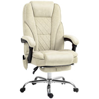 Vinsetto Massage Reclining Office Chair with Adjustable Height and Footrest - Beige-Six vibration massage points with three modes, three intensities, and a timer to relax your body