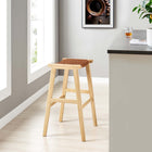 Modway - Saoirse Cuir Tabouret de bar en bois - Brun naturel - Ensemble de 2-Protège-pieds pour la protection du sol